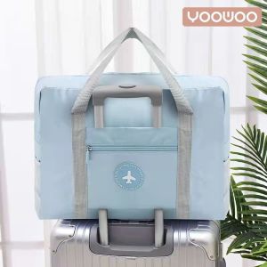 YooWoo Tas travel besar lipat hand carry anti air Travel fold bag waterproof koper organizer 2 lapisan tebal