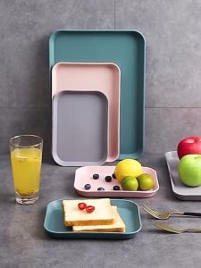 [DR] PP Material Food Tray Hotel / Nordic Colour Serving Plate / Rectangular Porcelain Hotel Non Slip Storage / Decoration Breakfast Tea Time Fruit Candy Tray / 塑料托盘长方形