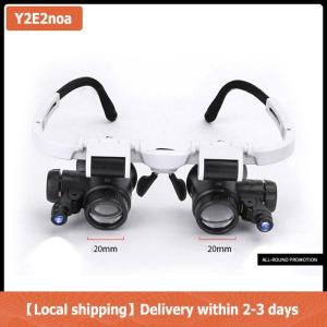 【Local shipping】 Headband Glasses Magnifier With LED Light 8X 15X 23X Watchmaker Jeweler Loupe