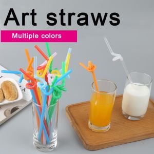 100pcs Bendable Juice Straw Elongated Colorized Tortuous Thin Milktea Juice Pearl Disposable Straw Sucker Straws