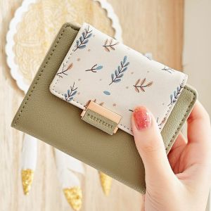 Fashion Women Wallet Small Short Fold Purse Printing Contrast color Female Coin Purse Pocket