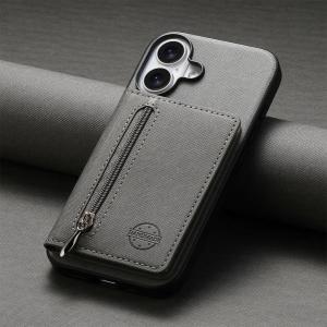 Zipper Wallet Card Holder RFID-blocking Magnetic Phone Case for iPhone 16 E 16 Pro Max 15 14 Plus 13 12 11 Bracket Stand Cover