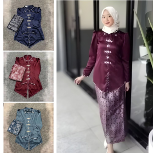 AMANAH BUNDA PALUPI - (NEW) Alana Oneset Kurung Melayu Wanita Mahogany Rok Songket Span Atasan Wanita Kekinian Setelan Kondangan Bridesmaid One Set Malaysian
