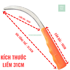 Liềm Cắt Cỏ Siêu Bén Làm Từ Thép Đặc Biệt Kích Thước 28cm 31cm Sử Dụng Cắt Cỏ Lúa Cây Trồng Nông Nghiệp