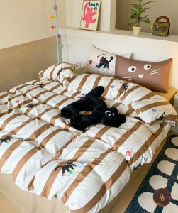 Bộ ga gối 5 món Cotton Đũi hot trend. Full set 5 món cotton đũi với túi Canvas năng động