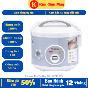 Nồi cơm điện Toshiba RC-10JFM(H)VN-nồi cơm điện  nắp liền 1 lít-500W tiết kiệm điện-lòng nồi chống dính-bảo hành 12 tháng toàn quốc