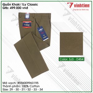 Quần Kaki 100% Cotton 1Ly Trung Niên Vĩnh Tiến 499 Cao Cấp Nhiều Màu