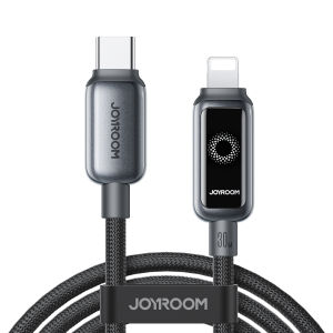 JOYROOM SA55 Star Flight Premium Series Fast Charging Cable 1.2m with Automatic Power Off & Clear Indicator Light for Smartphones and Electronics Nylon braided armor cable Type C to Lightning iPhone