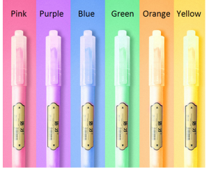 ★★★HAOCAI★2-in-1★Dual Head★Highlighter Pen★Yellow/Blue/Green/Orange/Purple/Pink Bundle Set★6pcs★★★