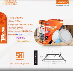 WokeOkay Lampu panel light 3 warna Ecoking Tricon EPL3103 EPL3106