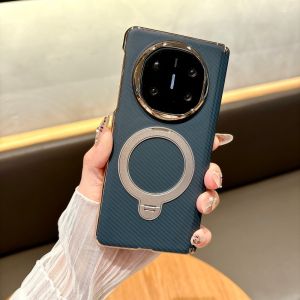 For Huawei Honor Magic V5 Case Hard Carbon fiber Ring Stand wireless charging Protective Back Cover For Magic V5 Shell
