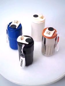 Smart coffee mug 450 temperature display stainless steel vacuum insulated hot cold leakproof office travel