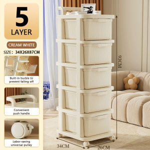 GREENLIFE 2/3/4/5 layer cream air storage cabinets with armrests can be moved dustproof transparent drawer type trolley storage rack saving space large storage space