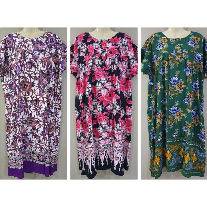 [2XL/3XL] Baju Tidur Batik Indonesia Aladdin PTG DADA Soft Cotton Premium Quality Size Jumbo / Women Maxi Night Dress