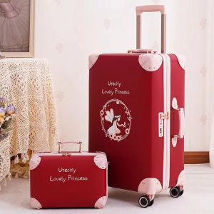 Urecity Vintage Luggage Set Womens Cute Suitcase With 12-inch ToteRetro Travel Luggage with Spinner Wheels