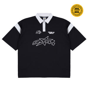 House of Smith Polo Shirt Oversize - Stardaze Oversized Polo Shirt Black - Kaos Polo Oversize Pria