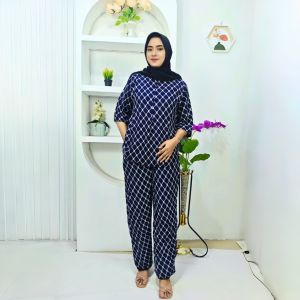 Setelan celana Lily one set rayon viscos fashion wanita trendy jumbo