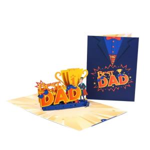 3D Father Day Best Dad Paper Greeting Handwriting Accessory for Wedding Birthday Party Invitation Cards