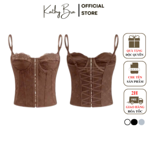 A23 Áo Kiểu Corset Định Hình KATHY BRA Cài Trước Phối Ren Có Gọng Không Mút Mix Đồ Xinh Sang