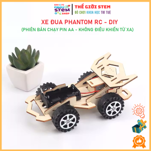 Mô hình lắp ráp STEM gỗ : Xe Đua Phantom RC Chạy Pin AA. Đồ chơi giáo dục khoa học sáng tạo cho bé phát triển STEMSANPI