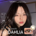 Kính áp tròng cận 6 tháng LENS XOẮN lens nâu hàn quốc phủ bóng OLOLA DAHLIA BROWN. 