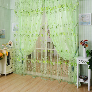 【NEW】 Decorative Beaded Tulip Yarn Sheer Shower Curtain for Bathroom and Bedroom Windows