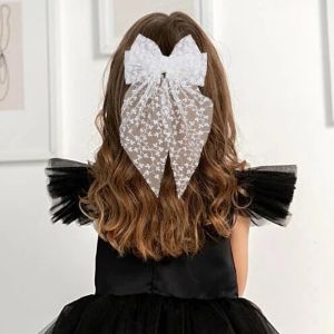 Elegant Vintage Princess Hair Clip Lace Bow Mesh Flower Embroidery Ribbon Hairpin Cute Kids Decorative Headwear Stylish Party Daily Matching Hair Jewelry For Little Girls