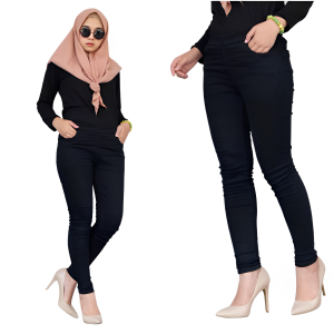 Celana Jeans Wanita Stretch | Skinny Fit | Pinggang Karet Elastis | Denim Slim Fit