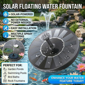 Mini Solar Floating Fountain Pump Round Solar Powered Garden Water Pumps Waterfall Floating Sprinkler for Pool Patio Lawn Decoration