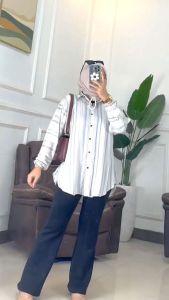 RATI - Adeline / Andara Oversize by Mumufashion Solo Kemeja Blouse Wanita Lavanda Oversize Bahan Cotton Rayon Premium Motif Bunga / Kemeja Style Korea / Blouse Rayon / Kemeja Cewe Lengan Panjang / Atasan Wanita Best Seller