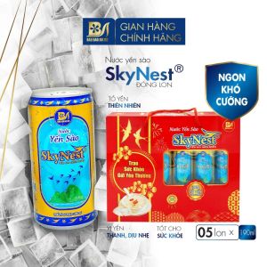 Nước Yến Sào SkyNest 3% Tổ Yến Thật Giải Khát Nhanh Chóng Tốt Cho Sức Khỏe - Hộp 5 Lon Nằm x 190ml