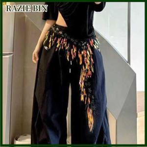 RAZIE BIN สายคาดเอวประดับเลื่อมสวยงามสำหรับผู้หญิงกระโปรงนักเต้นแบบมีสายปักเลื่อมสวยงาม