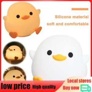 【New Arrival】 Silicone Duck Pat Night Light Simple Touch Lamp Eye Caring Dimmable Bedside Lamp Cute Nursery Nightlight for Home Bedroom Decor