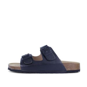 BOKEN Men Classic Cork Sandals Outdoor Two-Strap Lazy Shoes Black