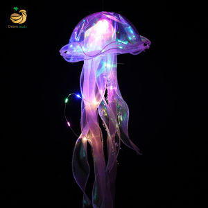 Colorful Luminous Jellyfish Lamp Portable LED Flower Light Girl Room Hanging Atmosphere Lantern Bedroom Decorative Night Lamp Home Under The Sea Theme Party Decoration