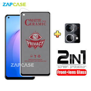 PAKET 2in1 Anti Gores Layar Privacy Oppo Reno 8 4G Free Tempered Glass Camera Lens