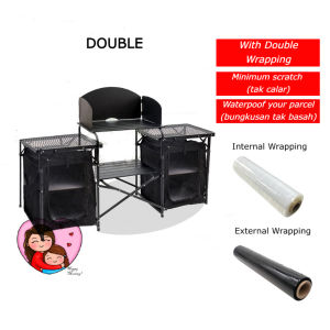 Outdoor Camping Mobile Kitchen Portable Folding Kitchen Full Black Cookware Windshield Mesh Bag Dapur Single/Double