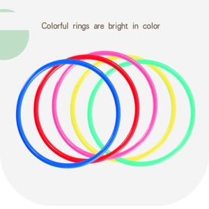 JIYAN2866 Plastic Ice Cream Cone Hoop 6 Cones + 10 Hoops With Storage Mesh Bag Sports Toss Toy Portable Color Random Throwing Hoop Toy