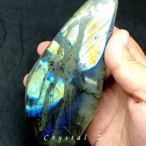 Labradorite 🔮 ชิ้นใหญ่ ตั้งโต๊ะ "หินพ่อมด" เล่นแสงเหลือบน้ำเงิน น้ำหนัก 383 g