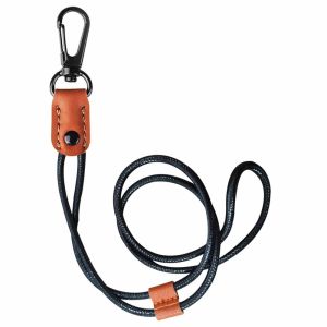 NJJU Leather Phone Accessories Work Card ID Card Holder Key Ring Anti-lost Phone Strap Lanyard Keychain Name Card Lanyard Credential Holder