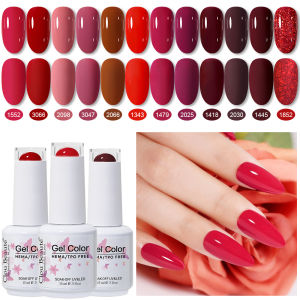 Clou Beaute 15ml Nail Gel Polish Vernis Semi Permanent UV LED Lamp Lakiery Hybrydowe Hema Free Red Nail Art Gel Lacquer Gel