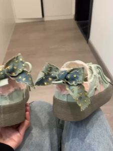 Modified Niche Bowknot Canvas Shoes for Women 2024 New Spring and Autumn Thick-soled Mint Green Sports Shoes