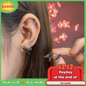 BAREN 2 cặp cá nhân sáng tạo mini mô phỏng bay Bông tai cho nam giới phụ nữ hài hước trừu tượng thích hợp đồ trang sức phụ kiện vài món quà