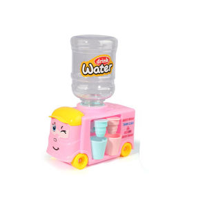 Mini Water Dispenser Toy Car Cartoon Dual Spout Drinking Fountain Children Pretend Kitchen Toy with Free Cups