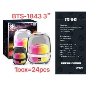 Bts.Shop  BTS-2447 Black Glass Body Stereo Sound Bass Enhanced Bluetooth speaker