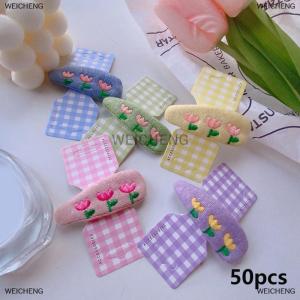 [COD] WEICHENG 50Pcs Colorfu Lattice Half Folded Card Hair Accessories Cardboard Display Card Labels Hair Rope Packaging Card Hanging Tag Label