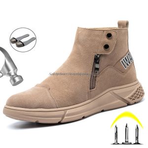 Banchugw Safety Shoes Mens Working Boots Steel Toe Shoes For Men Anti-Puncture Boots Indestructible Work Sneaker Male Work Shoes Outdoor