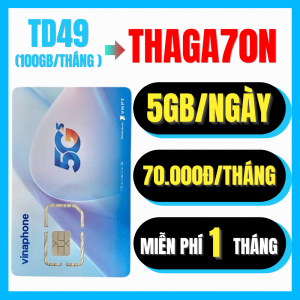 ( TẶNG 1 Tỷ GB ) Sim Vinaphone 4G 5G THAGA70N 5GB/ngày Miễn Phí 1 Tháng Đâu Nạp Tiền Theo Tháng Tiết Kiệm Chỉ 70k/Tháng | FREESHIP - CHƯA KÍCH HOẠT