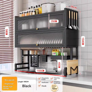 Over-The-Sink Dish Cabinet Dish Rack With Cover Dish Drainer Kitchen Plate Drying Organizer