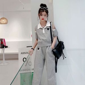 SETELAN ANAK CEWEK BAJU ANAK TANGGUNG REMI CROP CASUAL SPORTY IMPORT